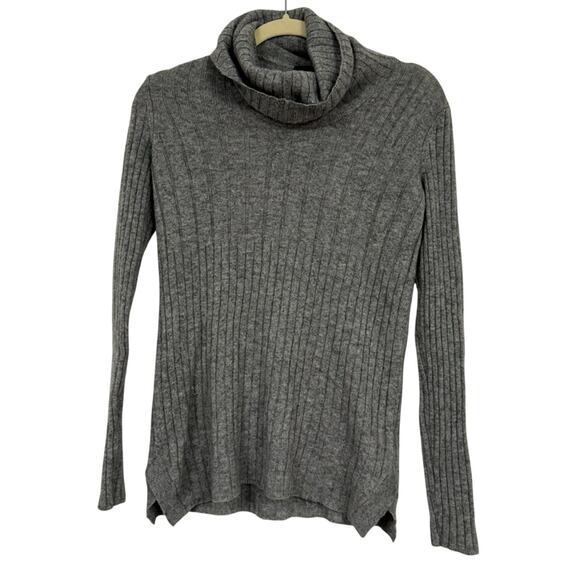 Theory Grey Cashmere Ribbed Turtleneck Sweater Womens XS Gray Fall Preppy - Picture 1 of 8